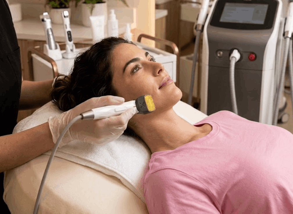 woman at med spa getting XERF treatment