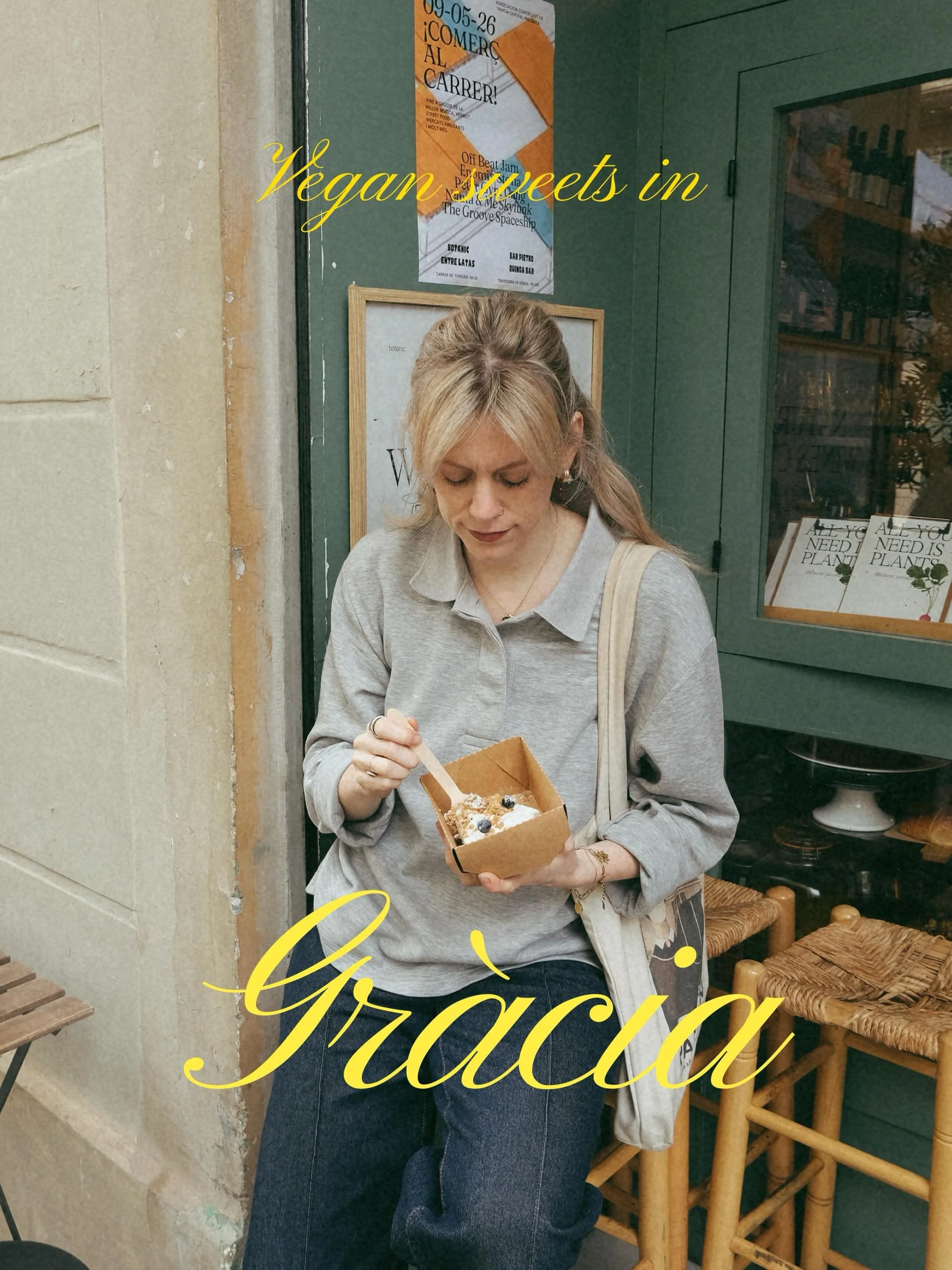 spent my last weekend living here with a farewell vegan pastry stroll around gr&agrave;cia. rounded up a few of my favorite (and not so great) vegan sweets in barcelona 🍪💛