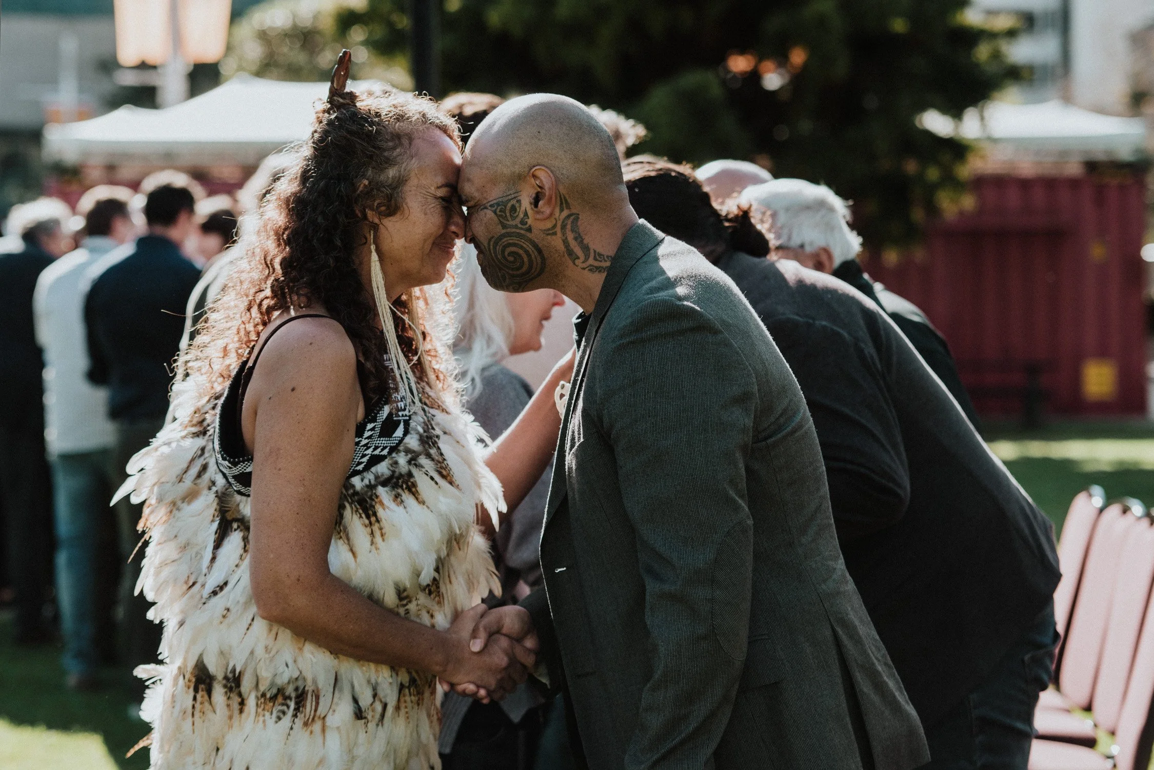 Two people pressing noses