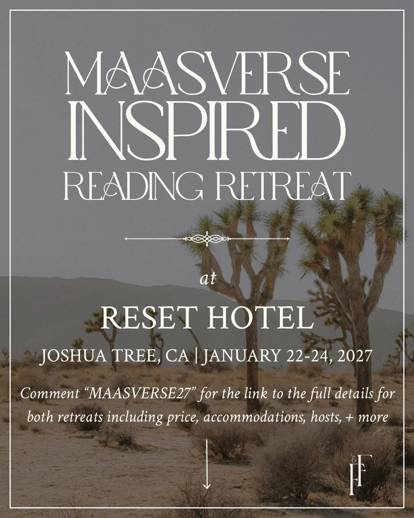 Registration is officially open, and we only have a few tickets left!

Comment &ldquo;MAASVERSE27&rdquo; for the link to learn more and register before we sell out! ✨

#maasverse #acotar #throneofglass #crescentcity #readingretreat
