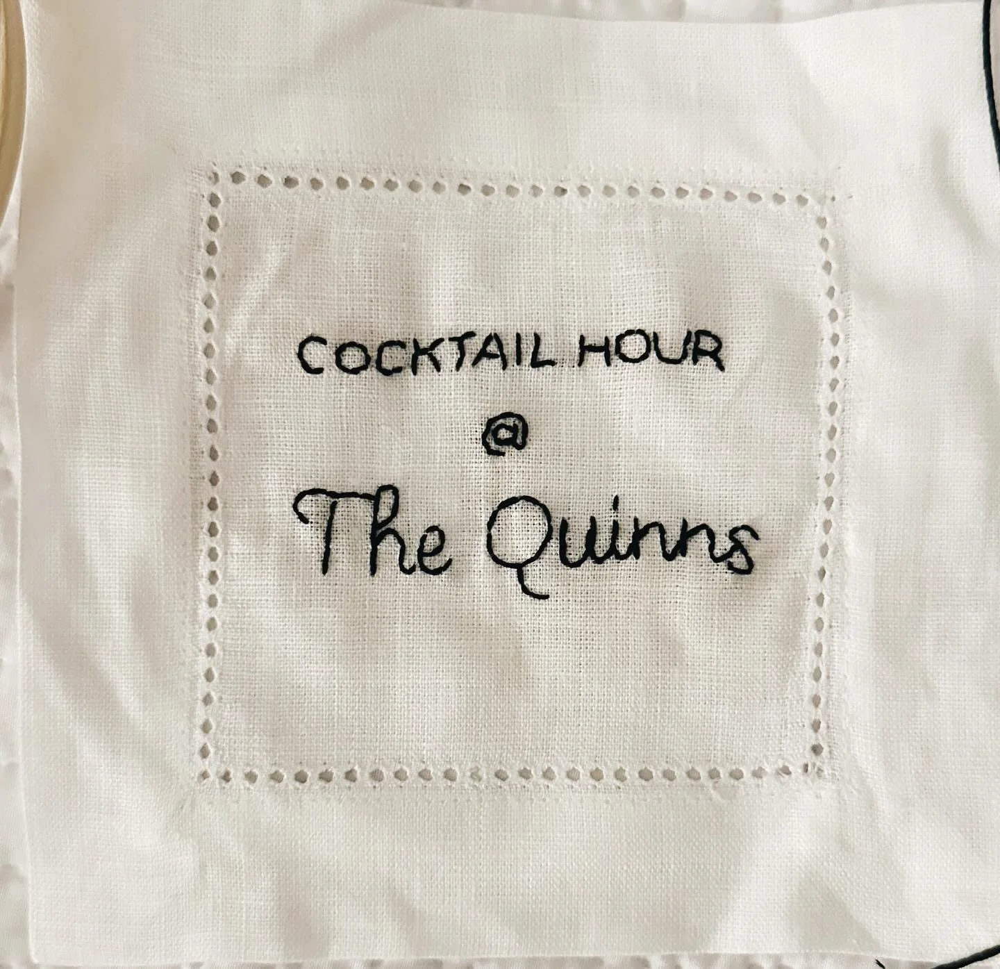 newest custom napkin set😍💋we&rsquo;re obsessed 
&bull;
&bull;
#stitching #customized #supportsmallbusiness #shopsmall #cocktailhour #handmade