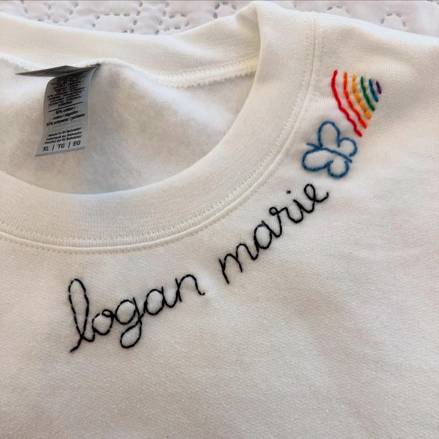 perfect 2 me🦋🤸&zwj;♀️😊🪩🌈✨
&bull;
&bull;
#custom #handmade #stitched #stitchedbysal #smallbuisness #supportsmall #rainbow #embroidery