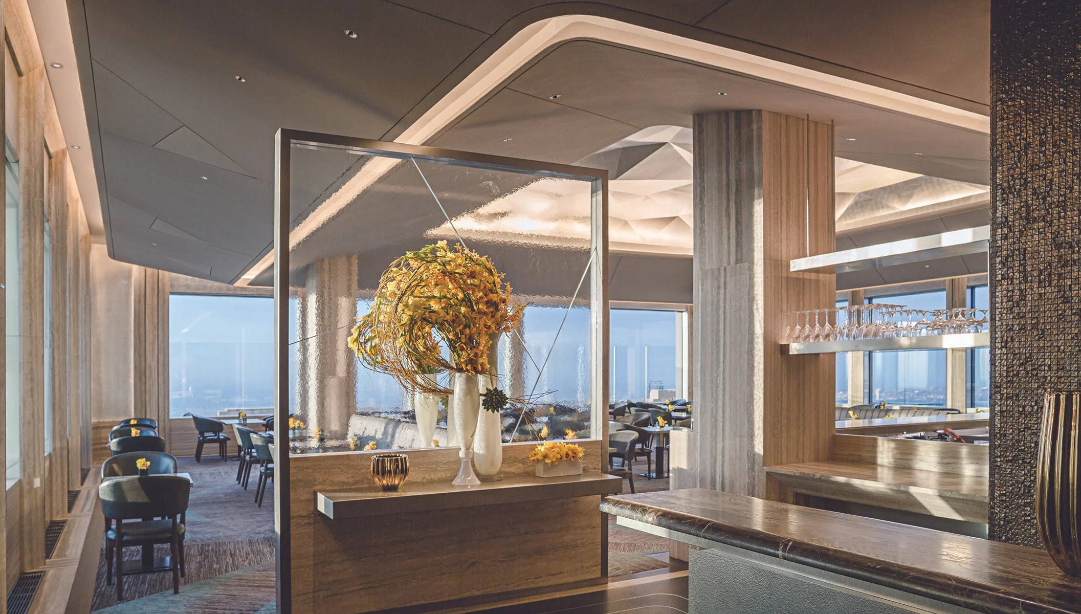 Landmark Restaurant Multifaceted Ceiling