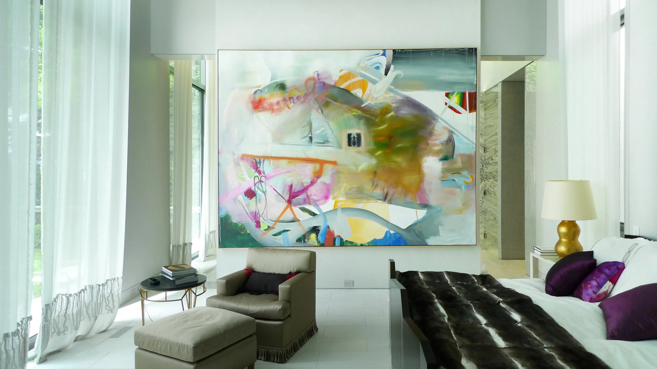 Int. Residential Bedroom with Art