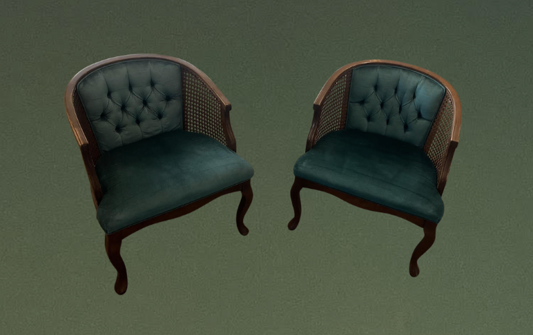 EMERALD GREEN ANTIQUE CHAIRS $75.00