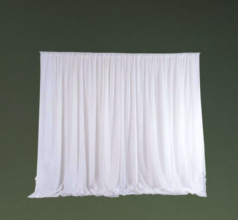WHITE CIFFON PIPE AND DRAPE $300.00