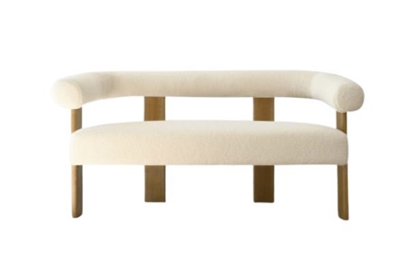 Boucle White Modern wood Sofa. $150