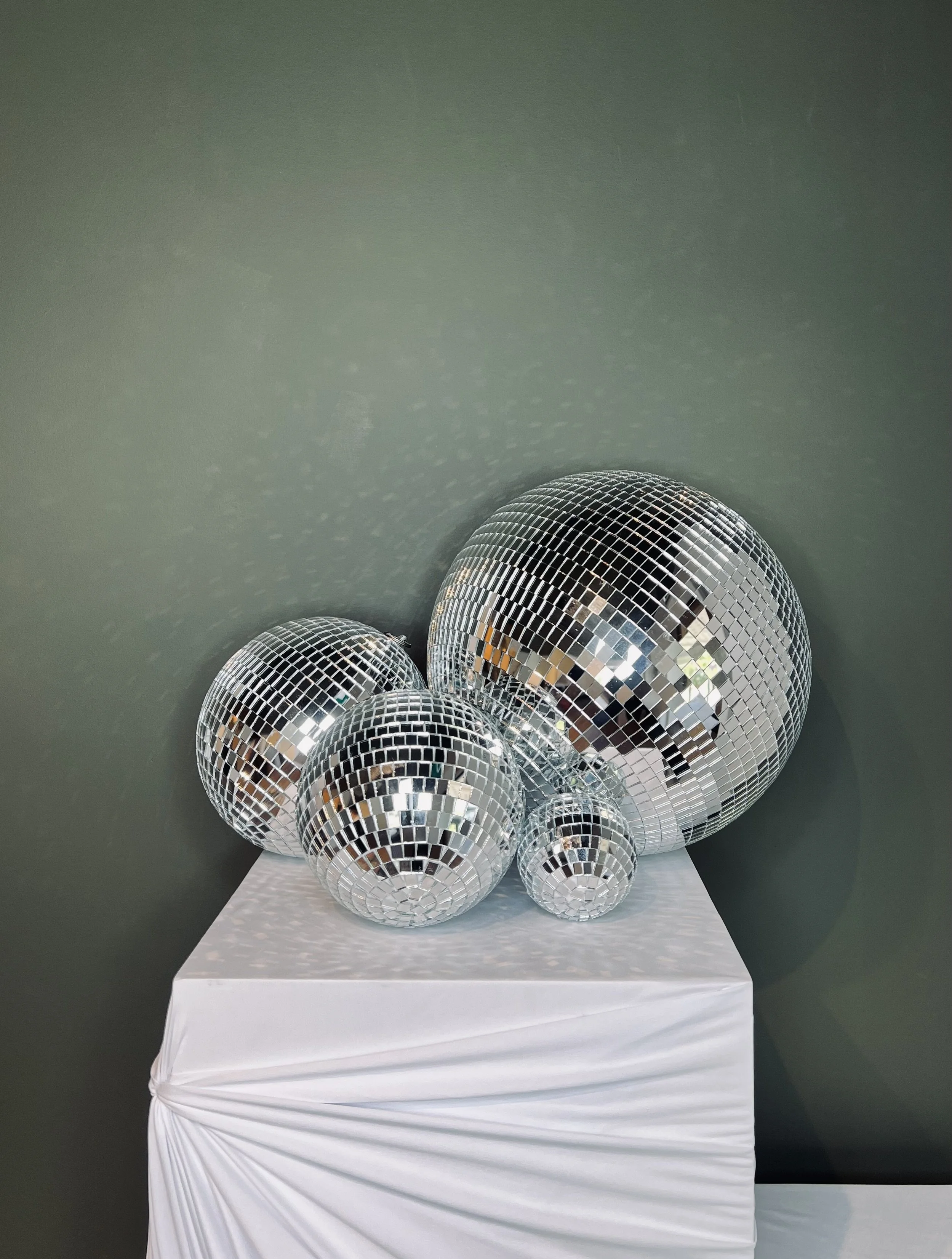 DISCO BALLS (BUNDLE OF 4 SIZES) $150.00