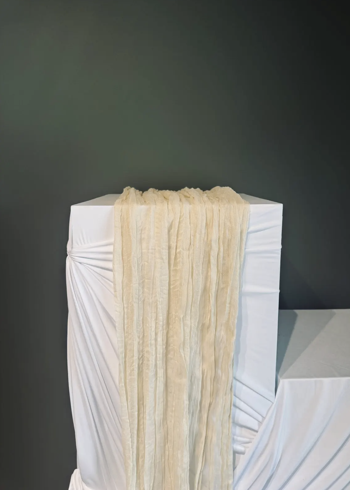 BEIGE CHIFFON TABLE RUNNER $10.00