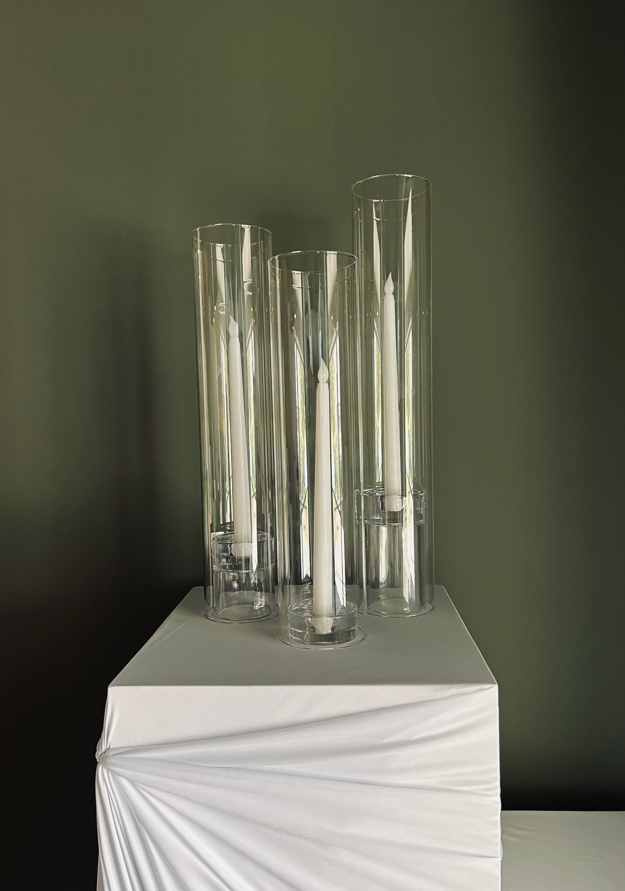 GLASS CHIMNEY SHADES WITH CANDLE HOLDERS $12.00