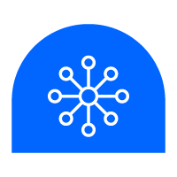 Blue cloud icon with a white network or molecule symbol inside.