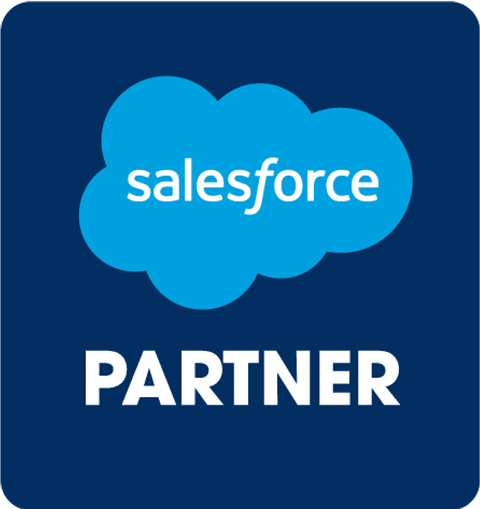 Salesforce Partner badge with a blue cloud logo and white text on a dark blue background.