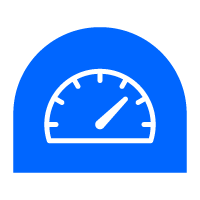 Blue gauge with a white dial indicating a high reading