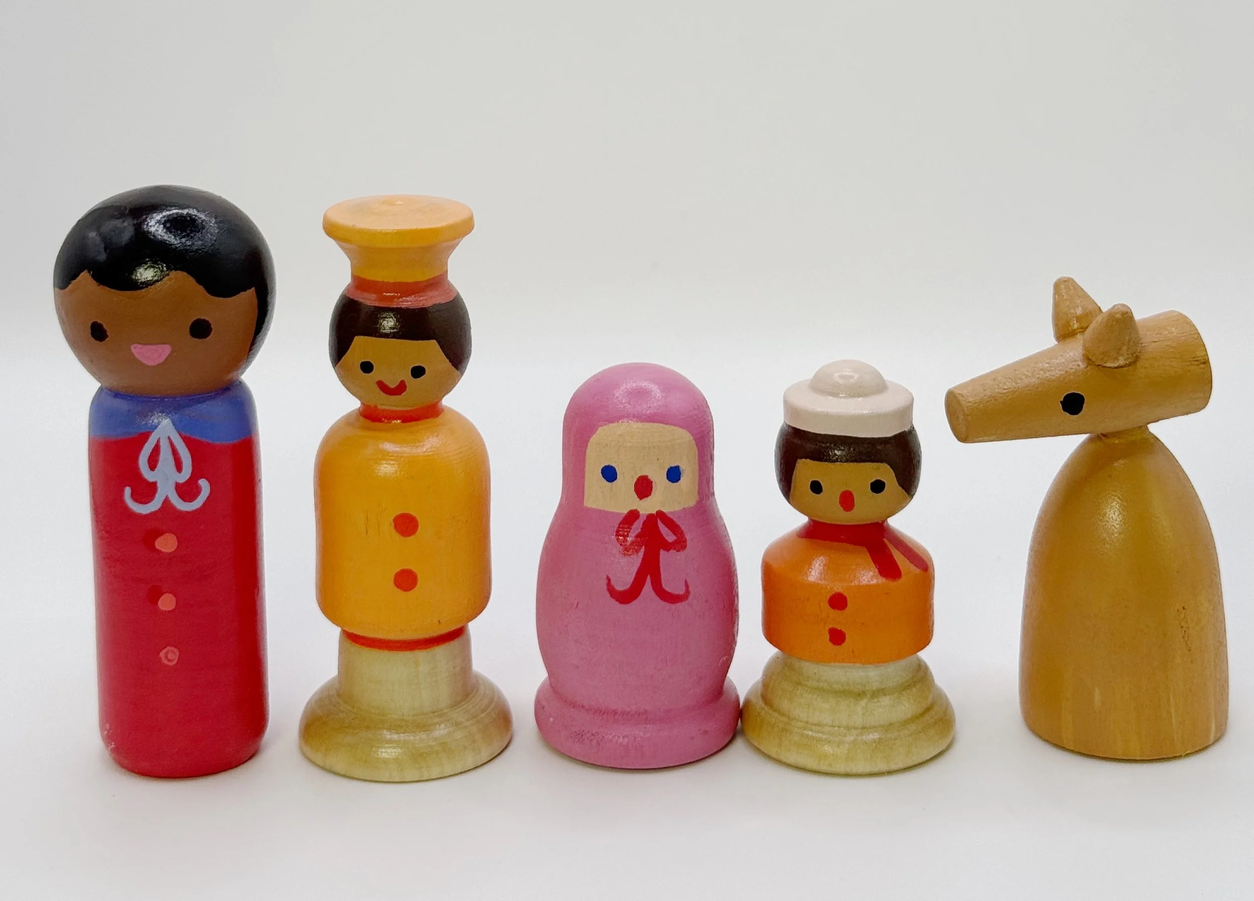 Hand Painted Wooden Toys - Orange Set