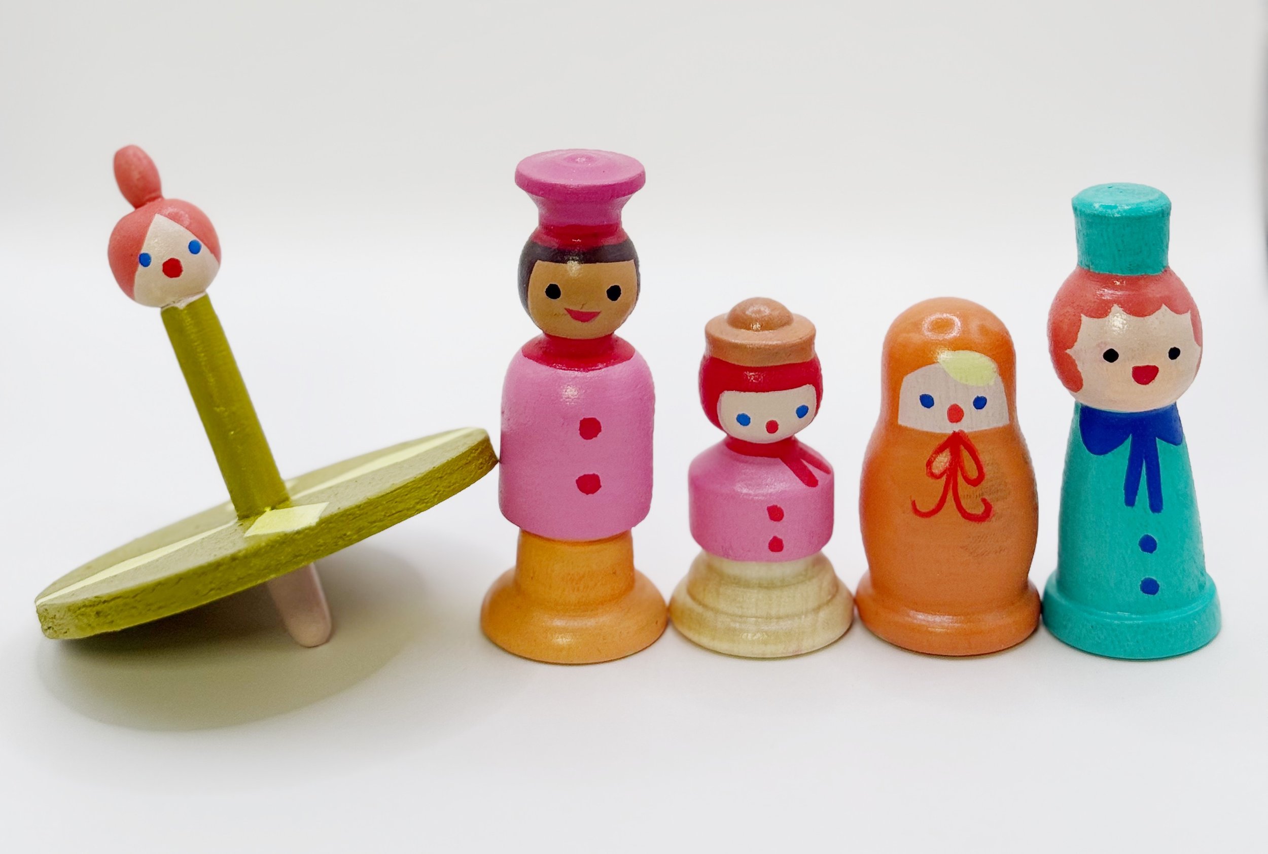 Hand Painted Wooden Toys - Tangerine Set