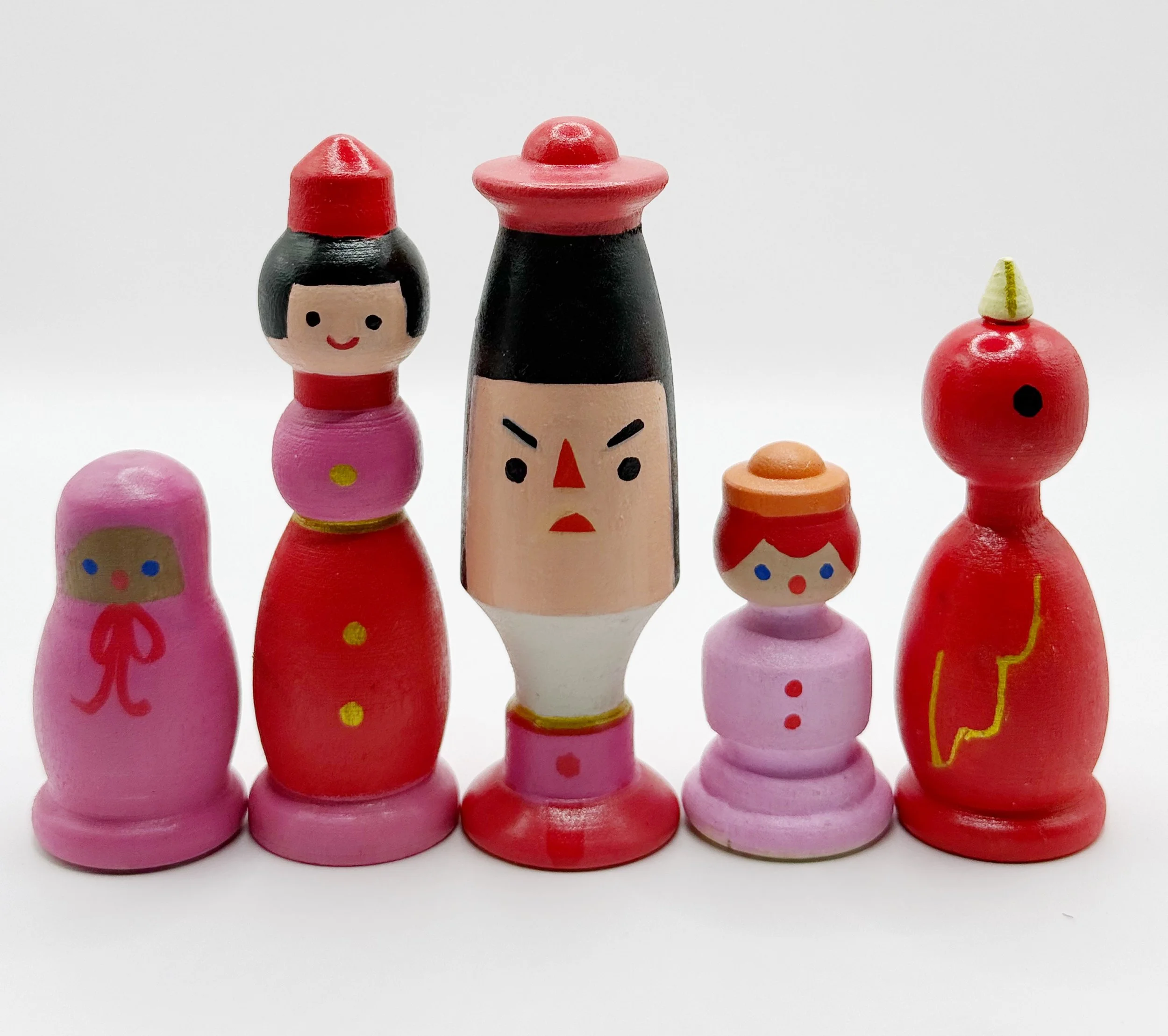 Hand Painted Wooden Toy Bundle - Red Set