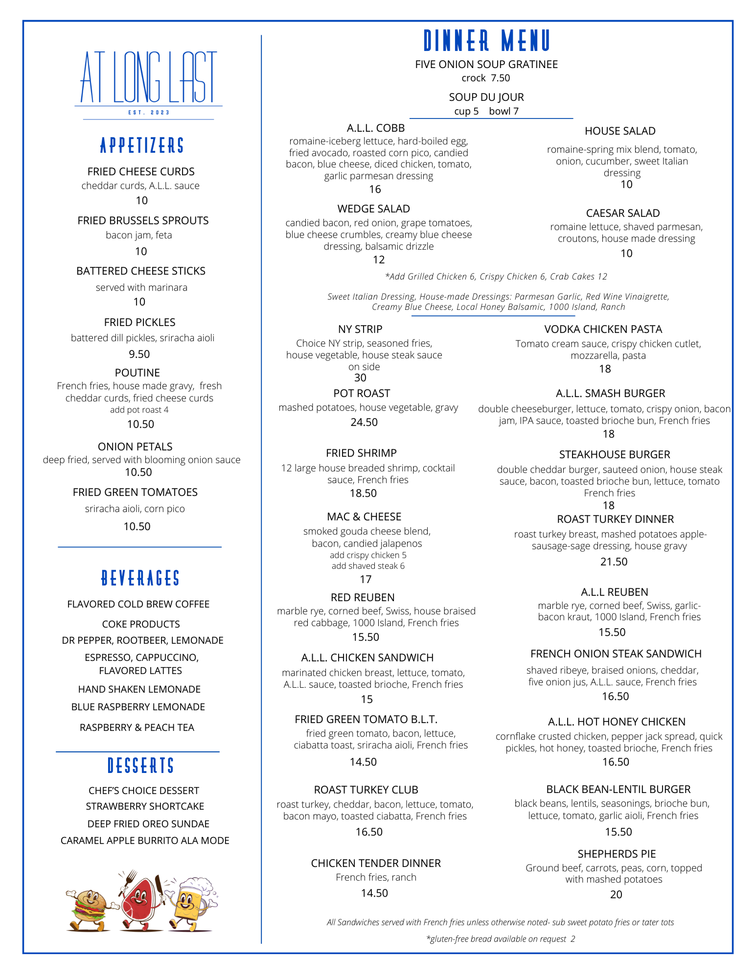 Menu — At Long Last