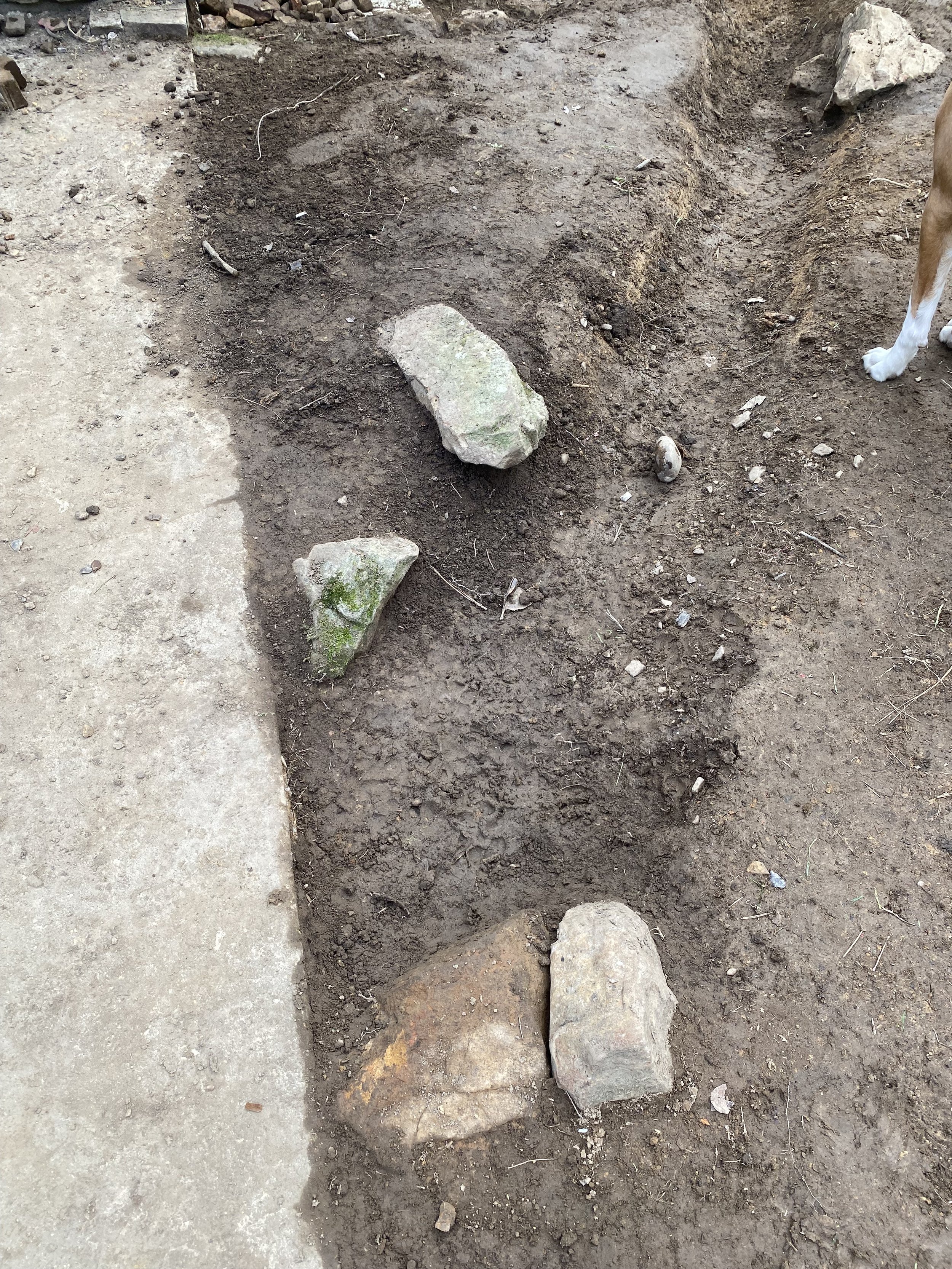 we hand dug and laid these rocks