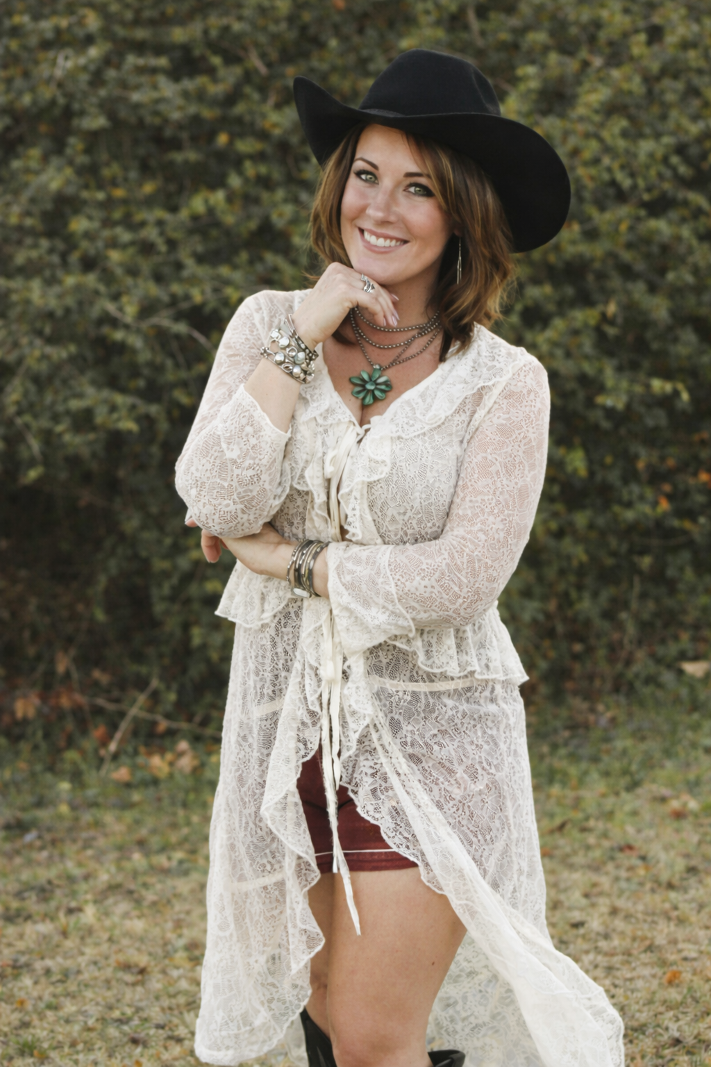 Vintage Ruffle Front Tie Duster in Cream