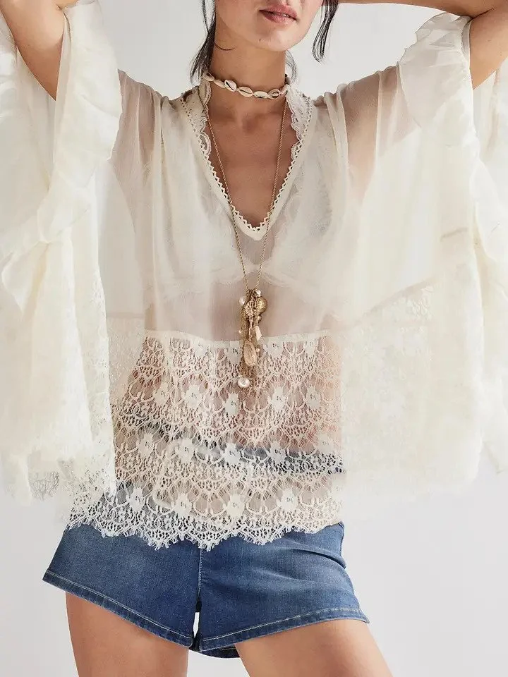 White Lace Glam Top