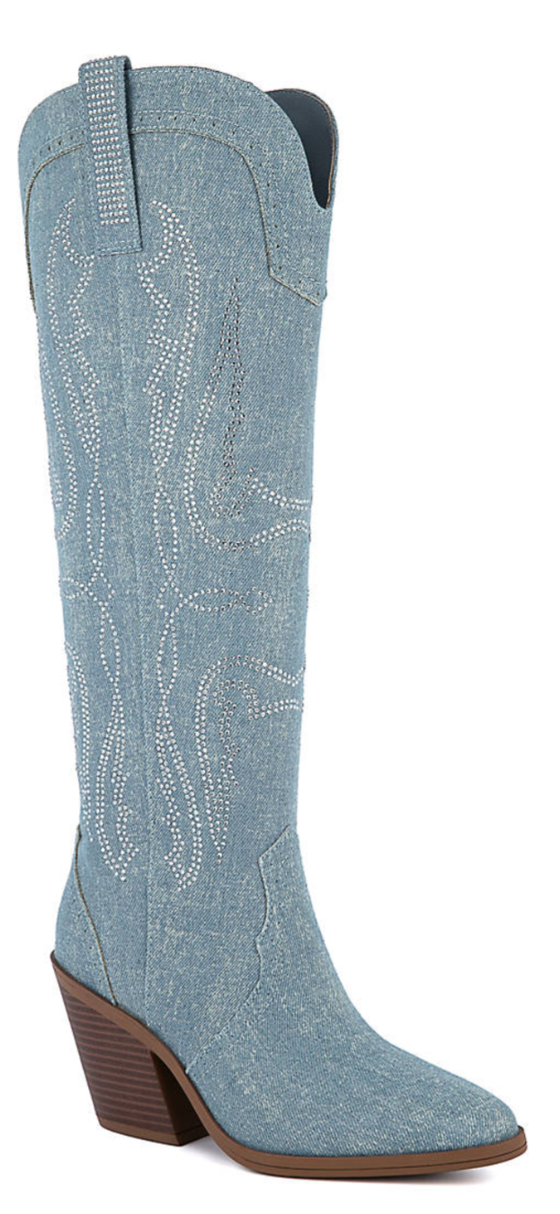 Denim Darlin' Rhinestone Boots