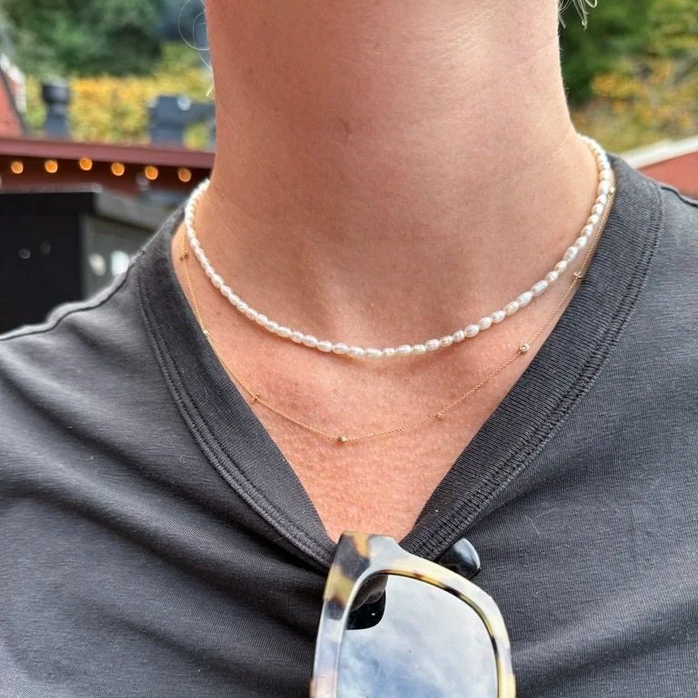 Petite Oval Pearl Necklace