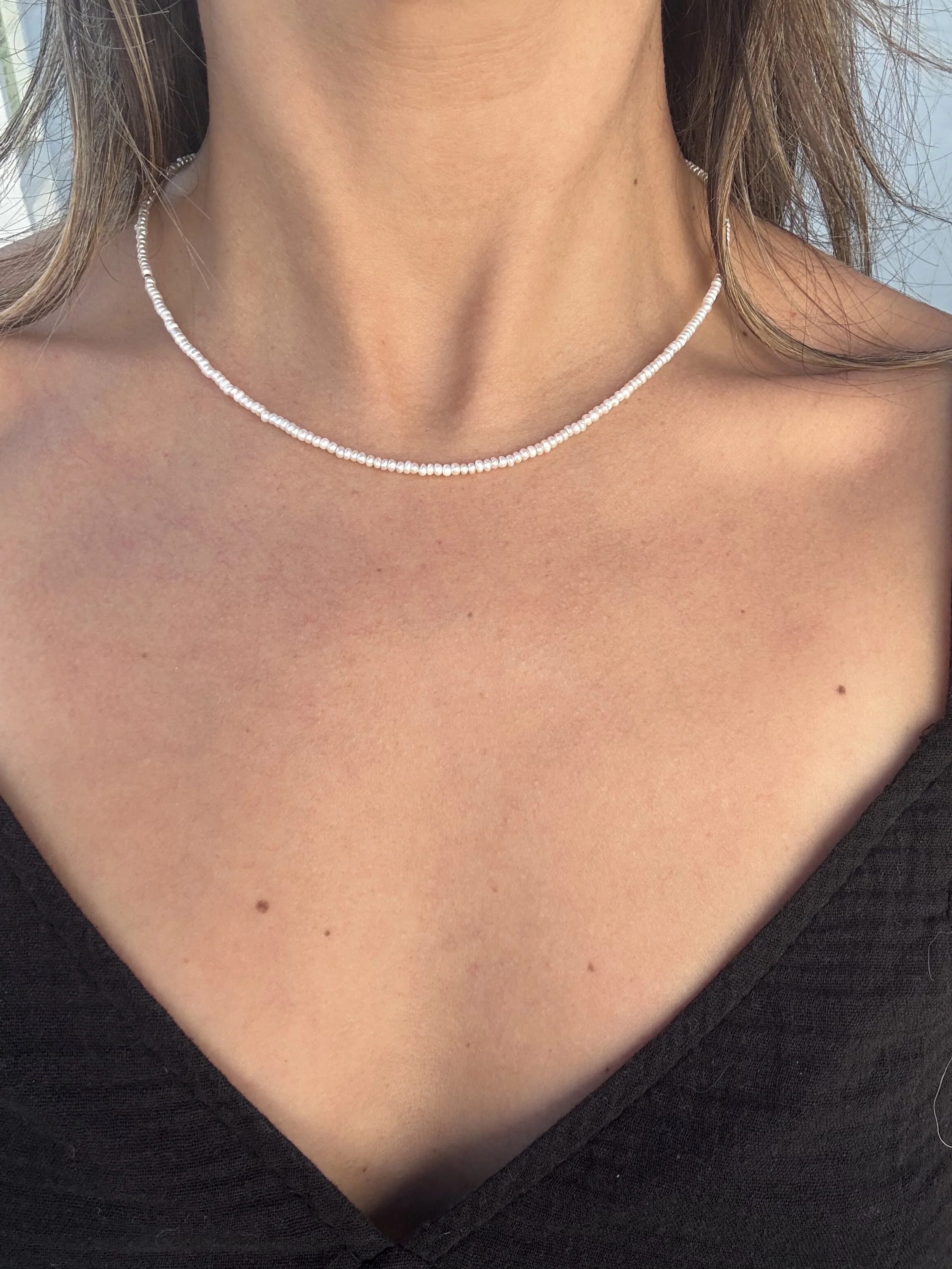 Mini Pearl Rondelle Necklace