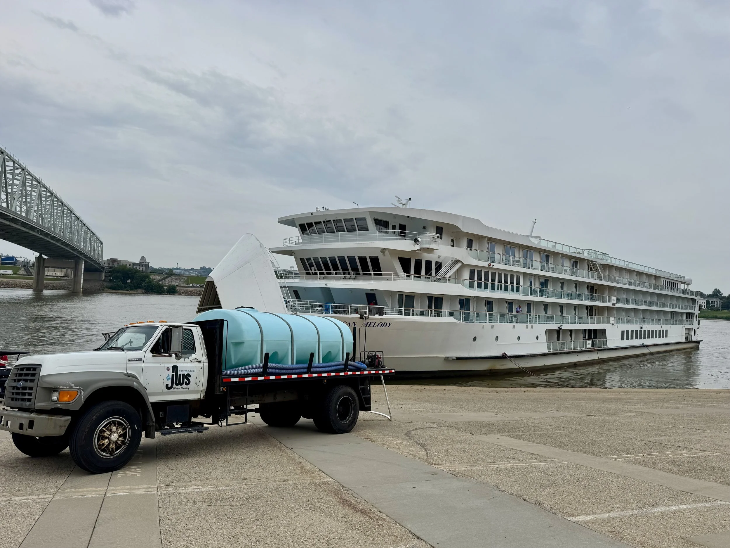  Bulk water delivery Ohio River  Cruise ship potable water delivery  American Cruise Lines water service  JWS Water Hauling 