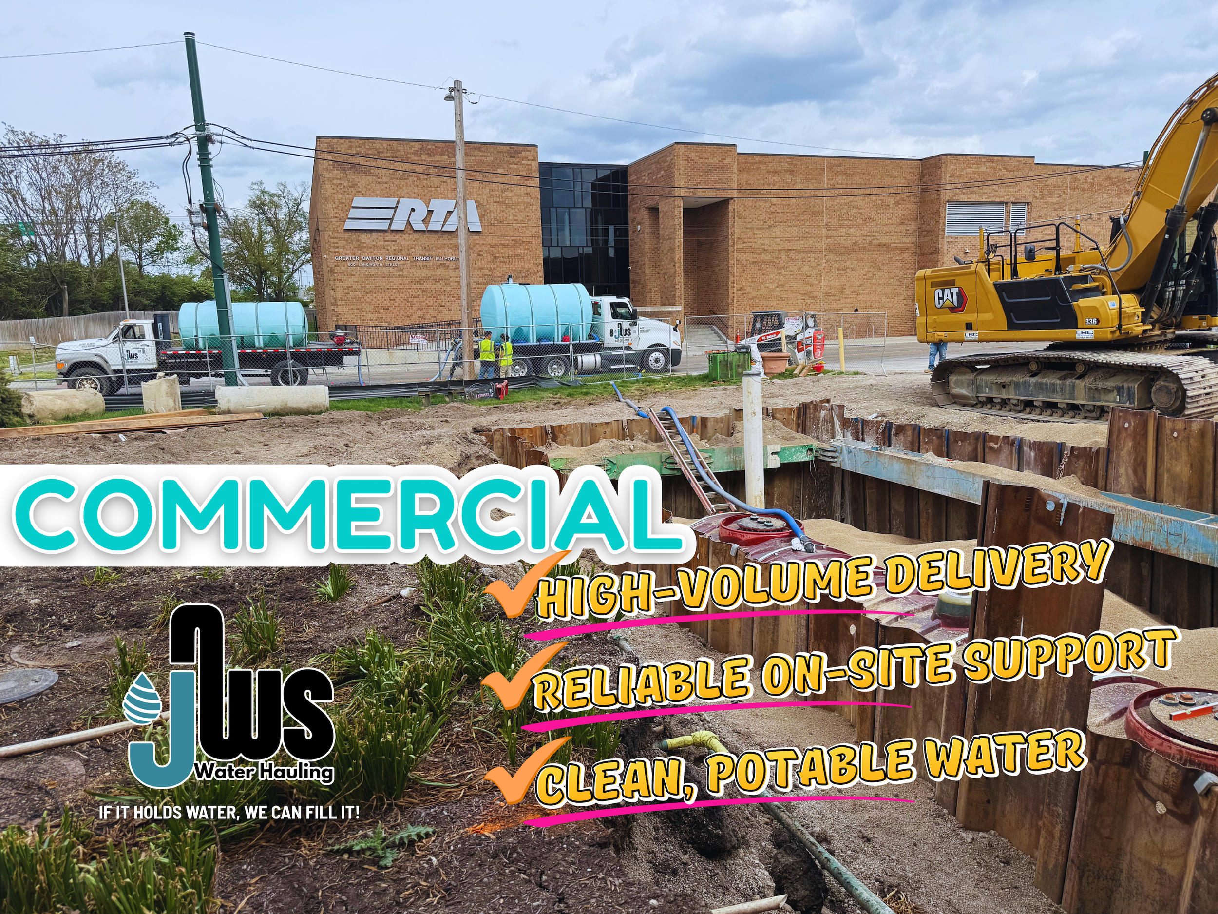 Bulk Water Delivery in Dayton, Ohio for RTA Gas Tank Installation