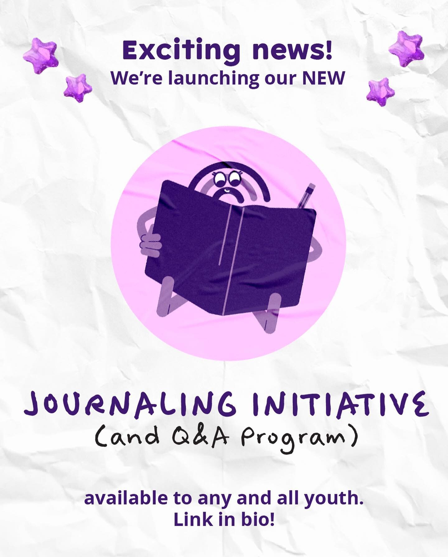 We're launching our journaling initiative and Q&amp;A program on our website! Read the slides or visit our website for more info.
#journalinginitiative #willowyouthnetwork 

. 
.

[Image Description: A series of graphics with a crumpled paper backgro