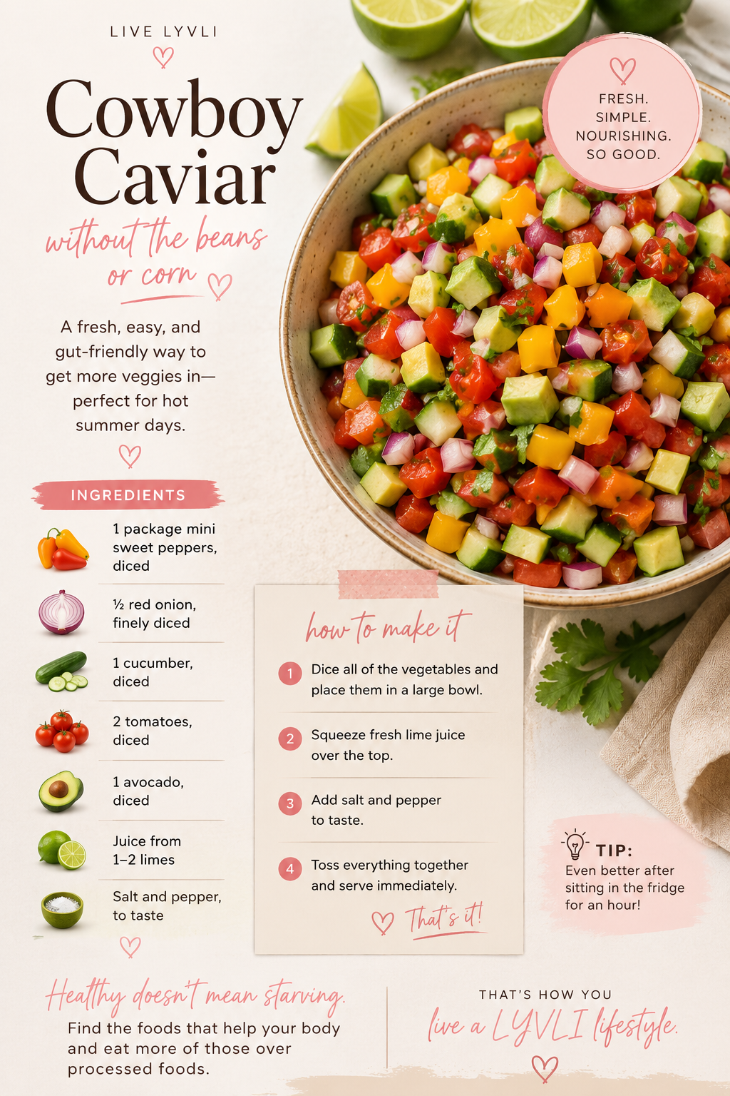 Cowboy Caviar (without beans and corn): My Favorite Summer Recipe for Eating More Vegetables