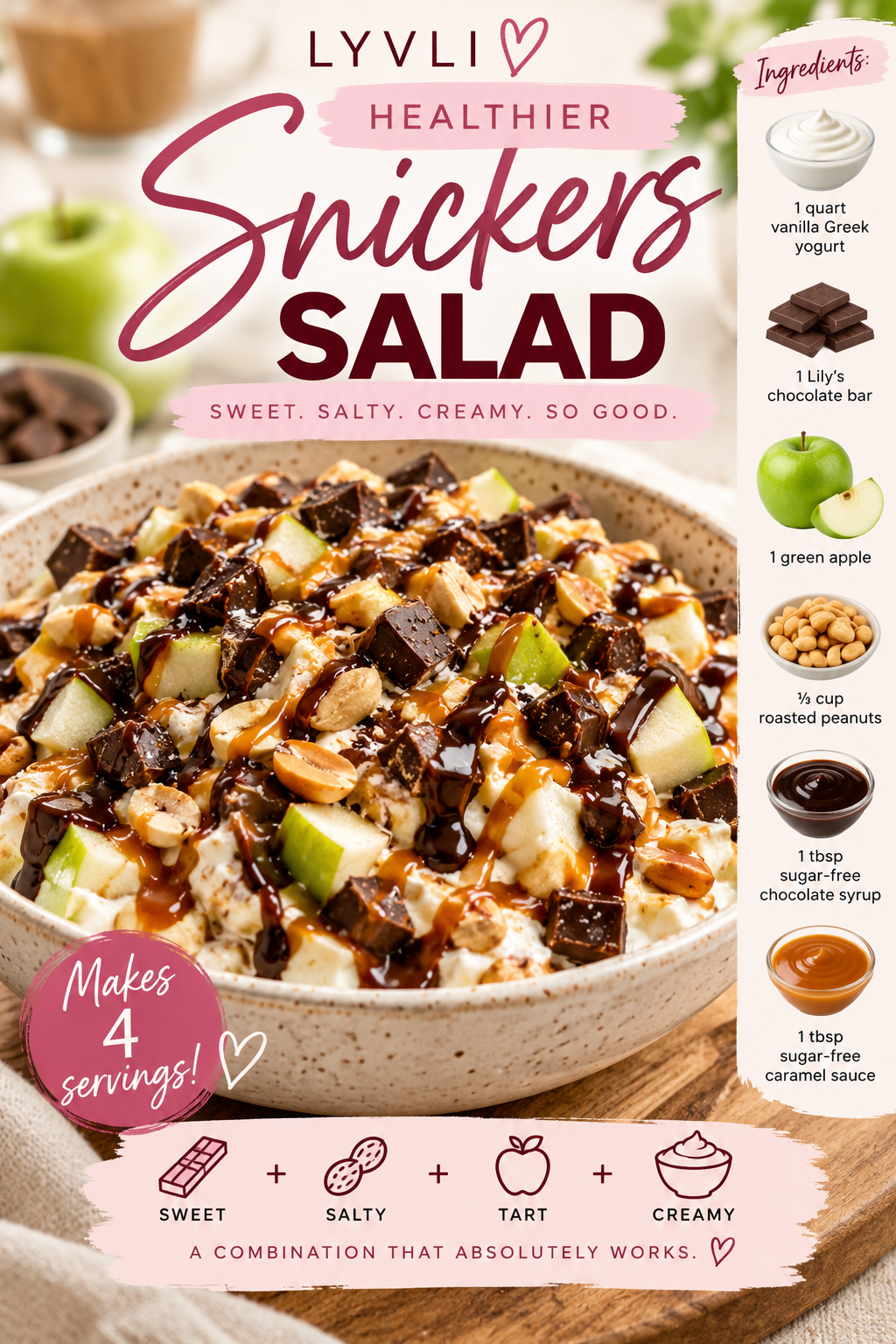 Healthier Snickers Yogurt Salad