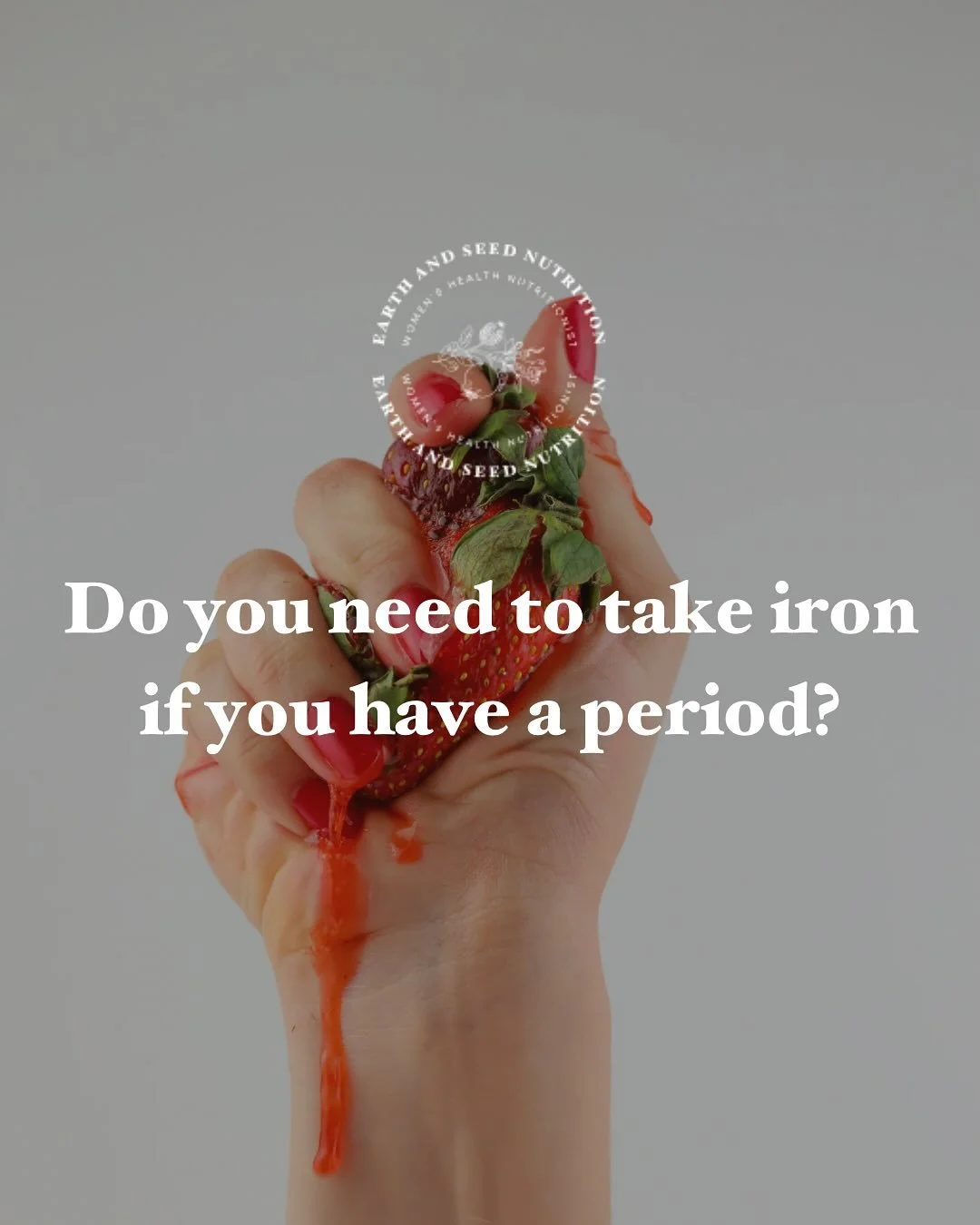 Having a period is not reason enough for an iron deficiency !! 

So often I hear from people (including my clients and friends / family) that they have low iron because of their periods, and so they&rsquo;ve been taking iron for years 🩸

Now yes, he