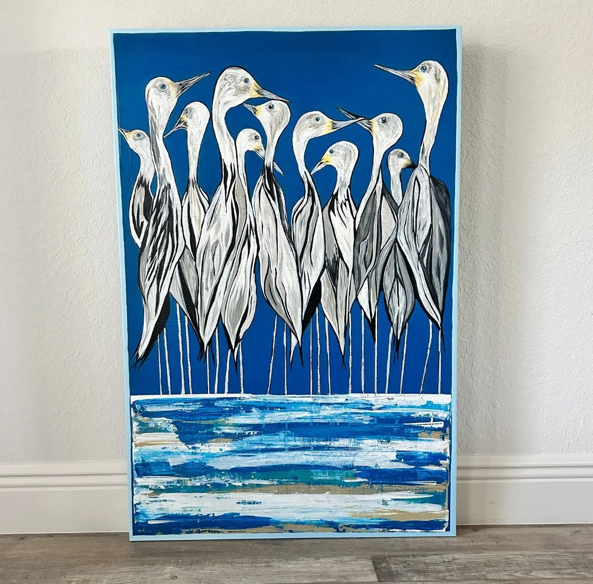 Beach Birds 24x36 Original Acrylic Textured Acrylic Painting