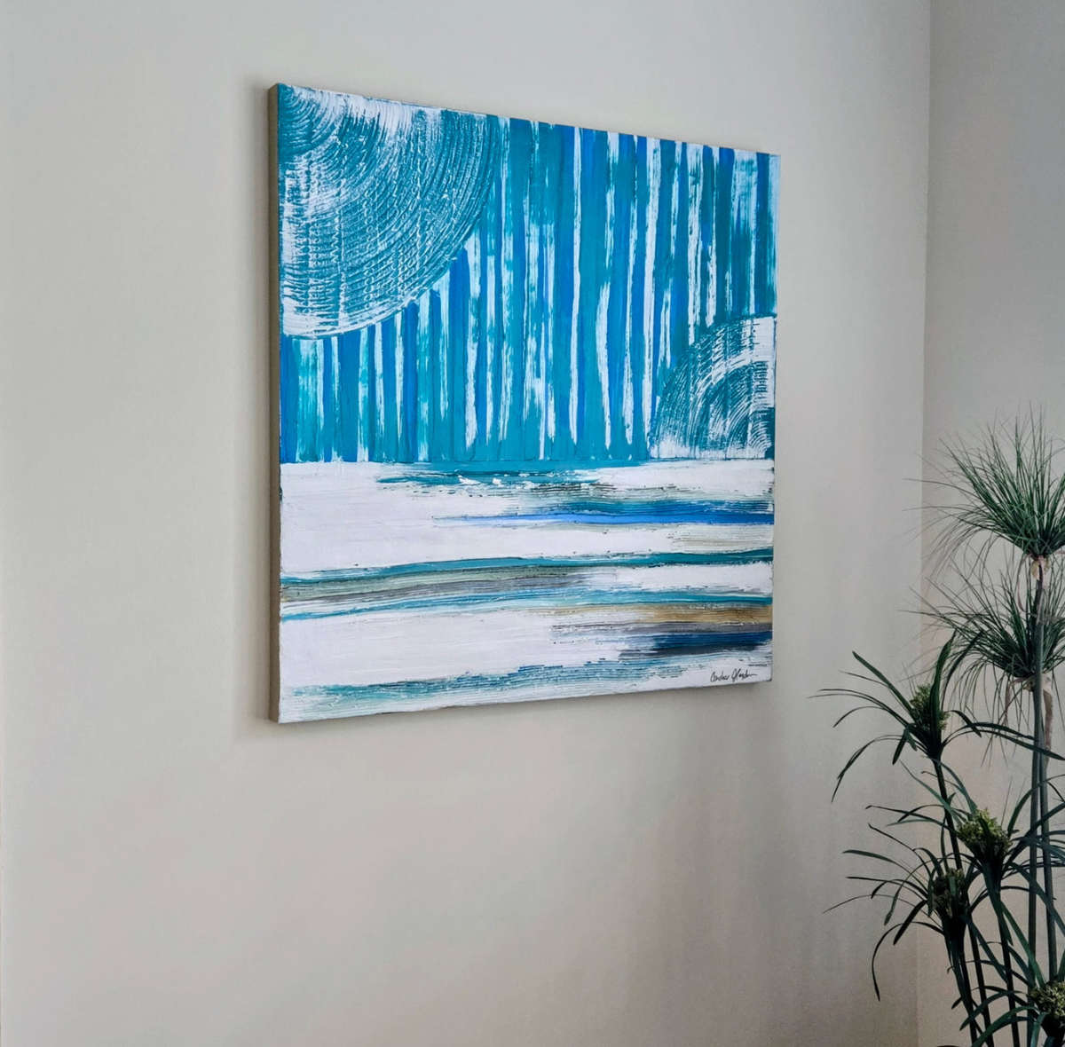 Textured Shores 36x36 Original Textured Acrylic Painting / Bonita Springs, FL