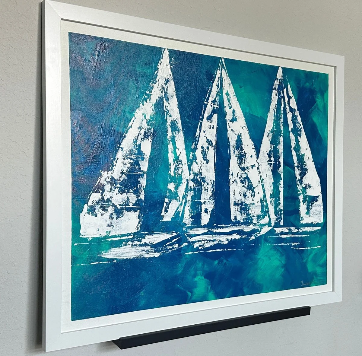 Gulf Breeze 26x32 Original Textured Acrylic Painting Left Angle.jpg