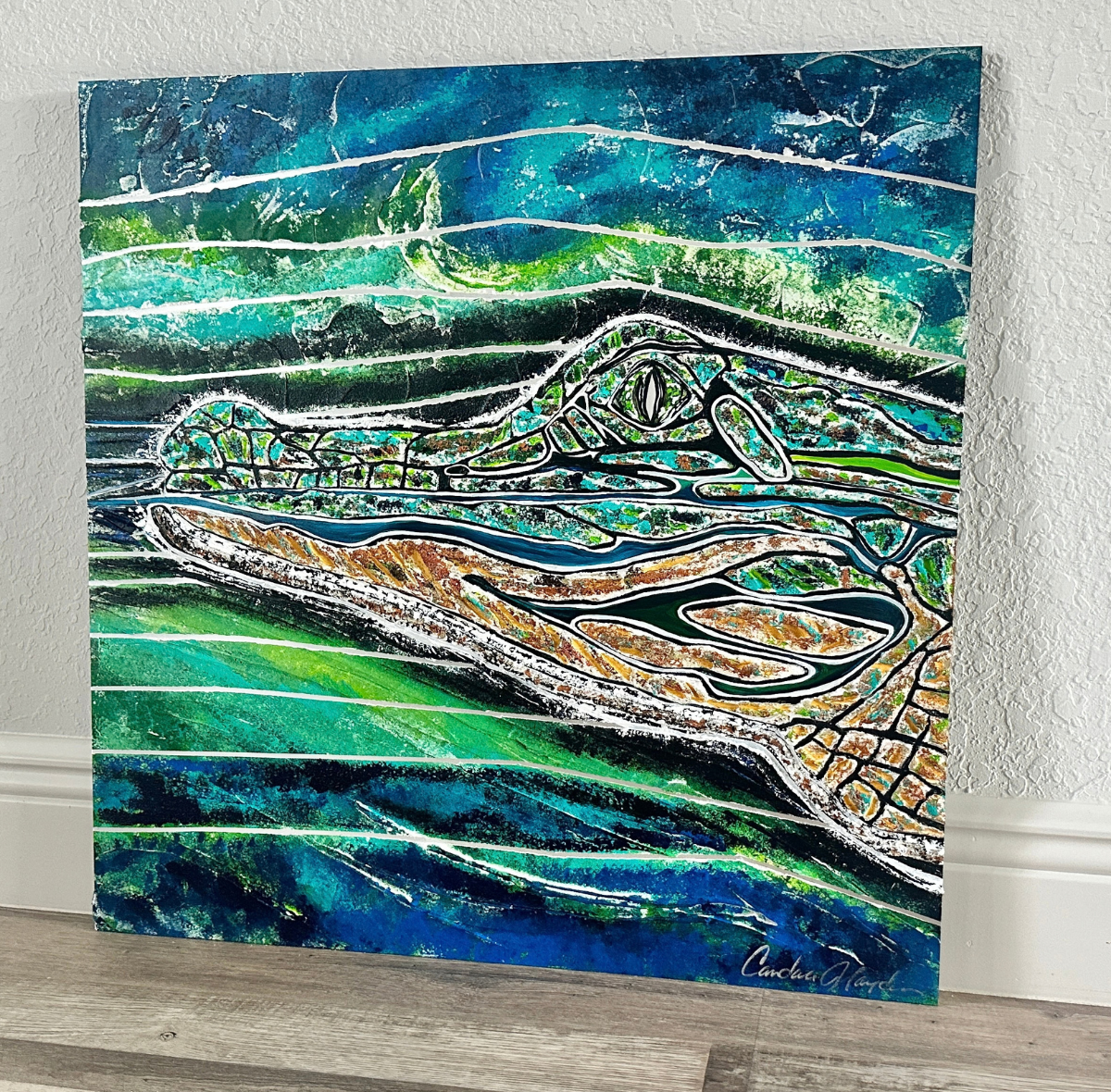 The Lone Drifter 24x24 Indoor Outdoor Original Textured Acrylic Painting Left Angle.png