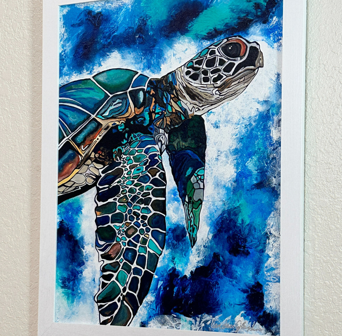 "Turtle Pace Paradise" 18x24 Original Textured Acrylic Framed Painting Ft Myers, Florida