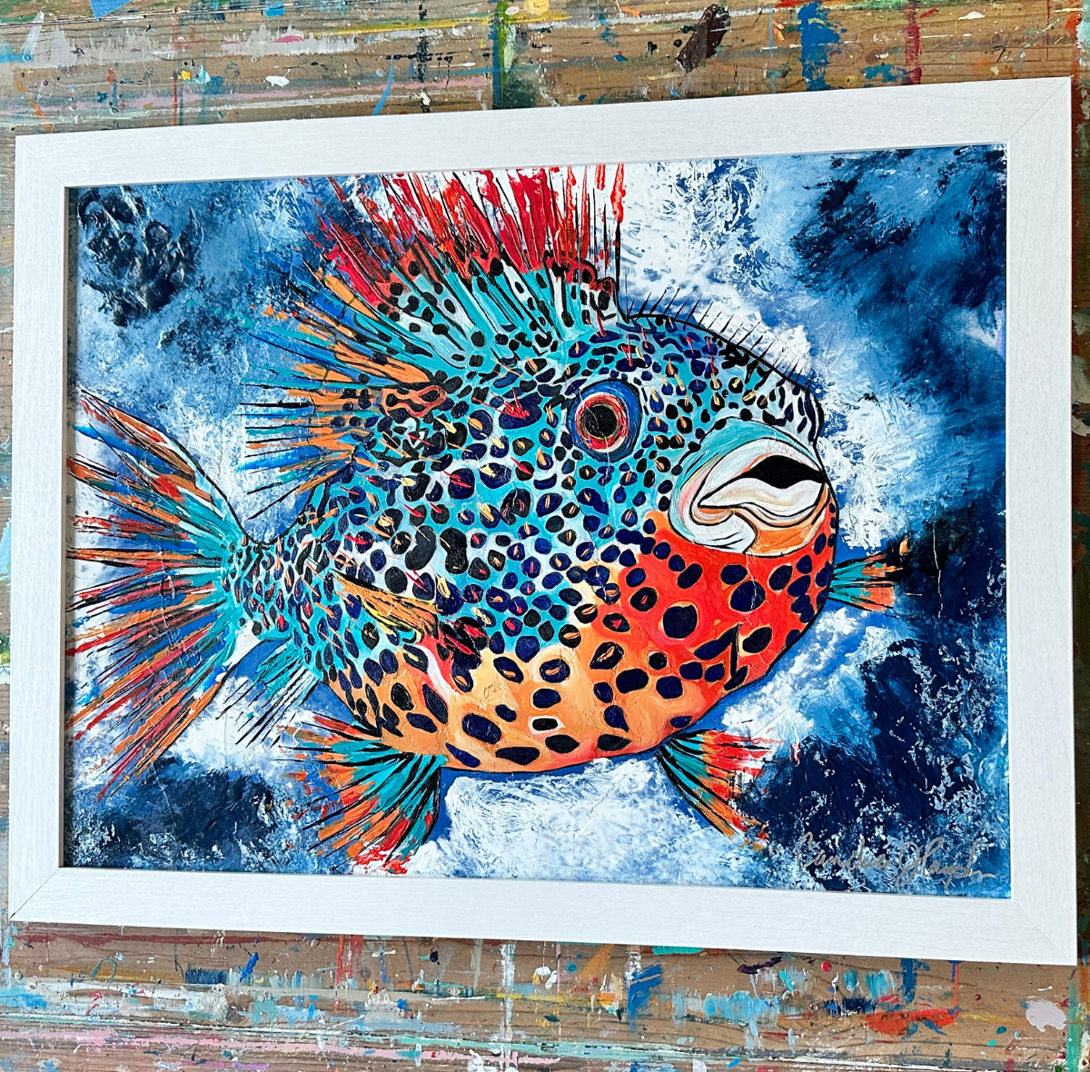 Puffer 18x24 Original Textured Acrylic Painting Right Angle.png