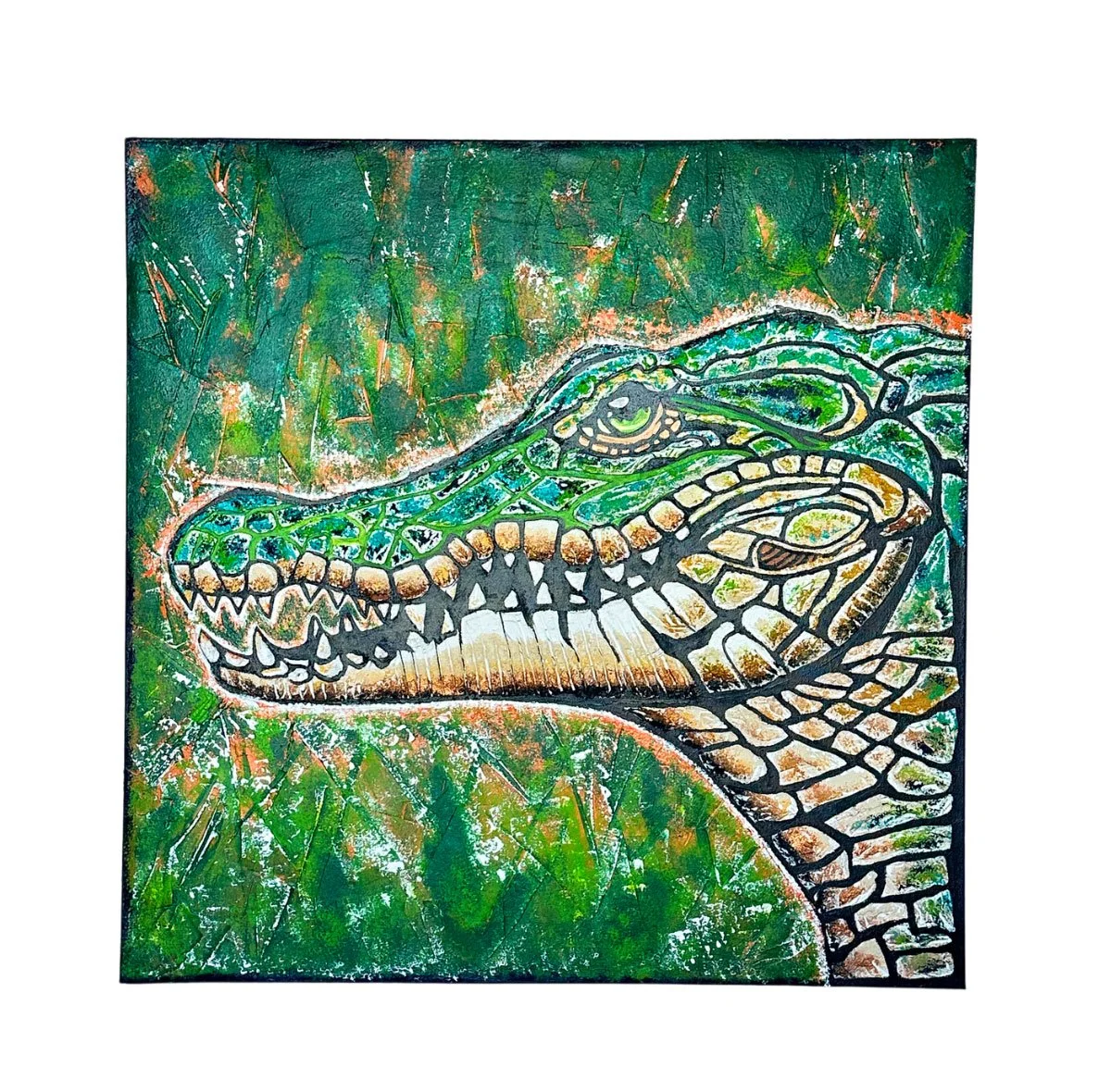 Gator 36x36 Original Textured Acrylic Painting.jpg