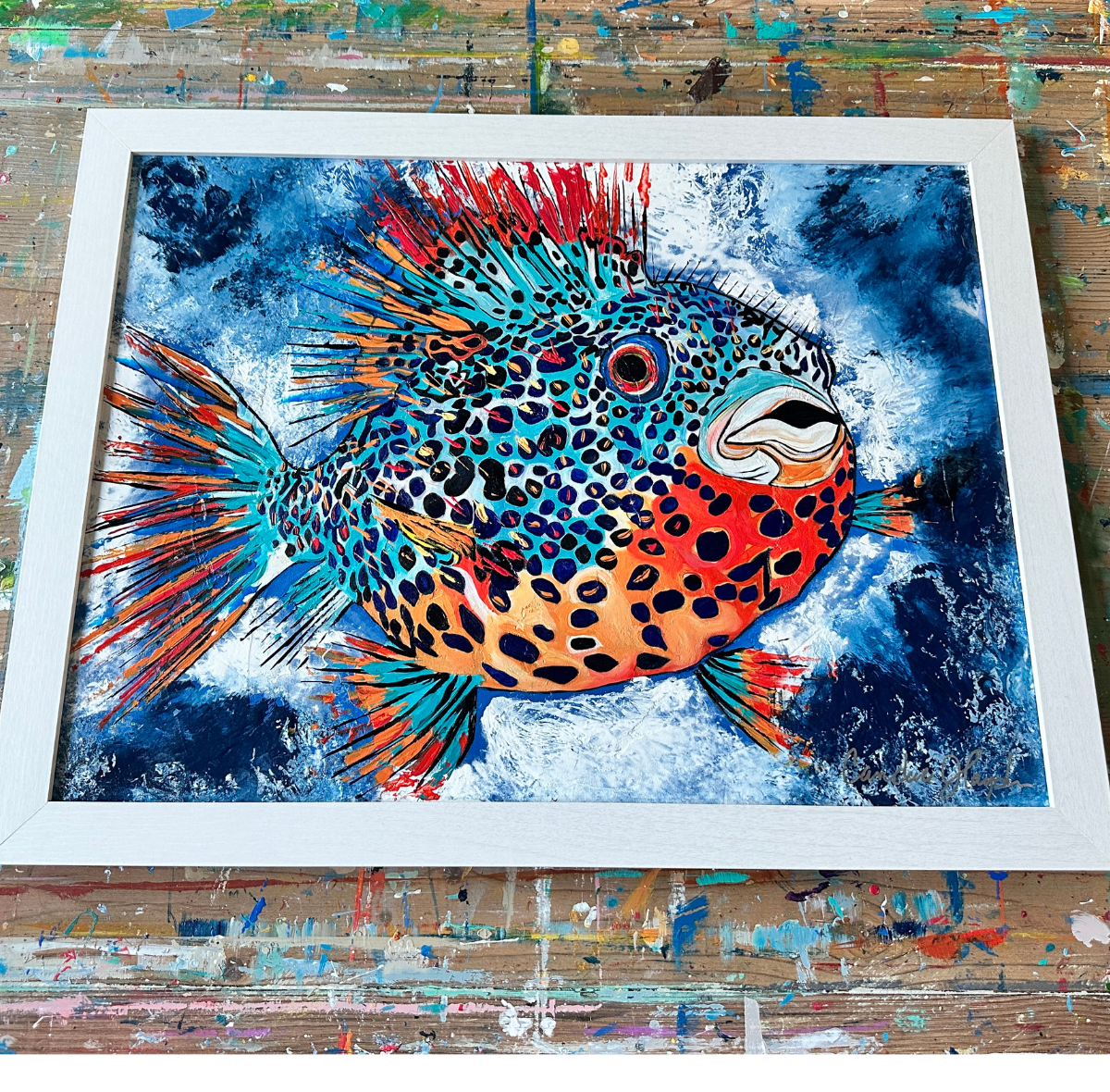 Puffer 18x24 Original Textured Acrylic Painting Bottom.png