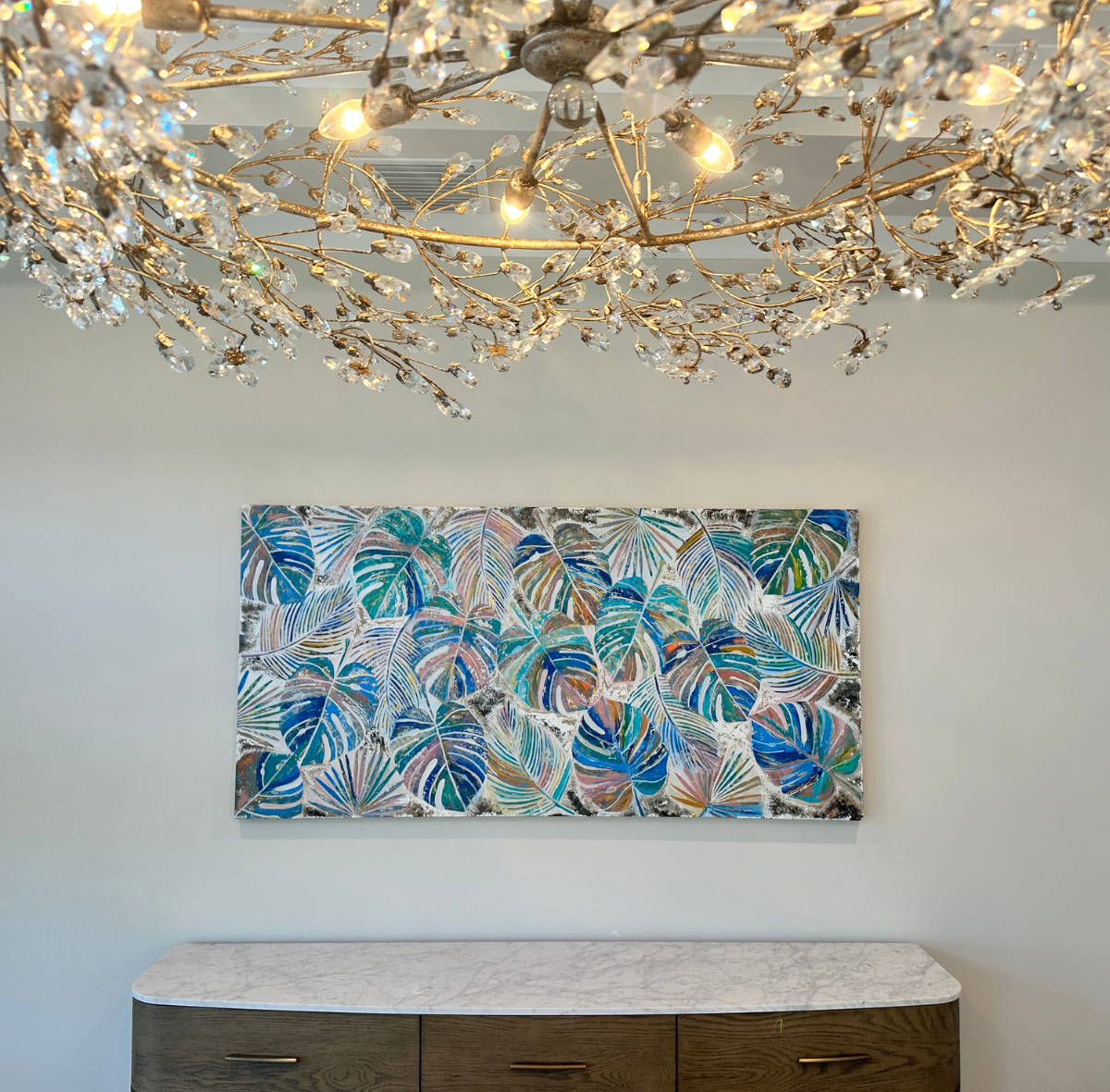 The Gilded Botanicals 36x72 Textured Acrylic Painting Custom Commission/ Naples, FL
