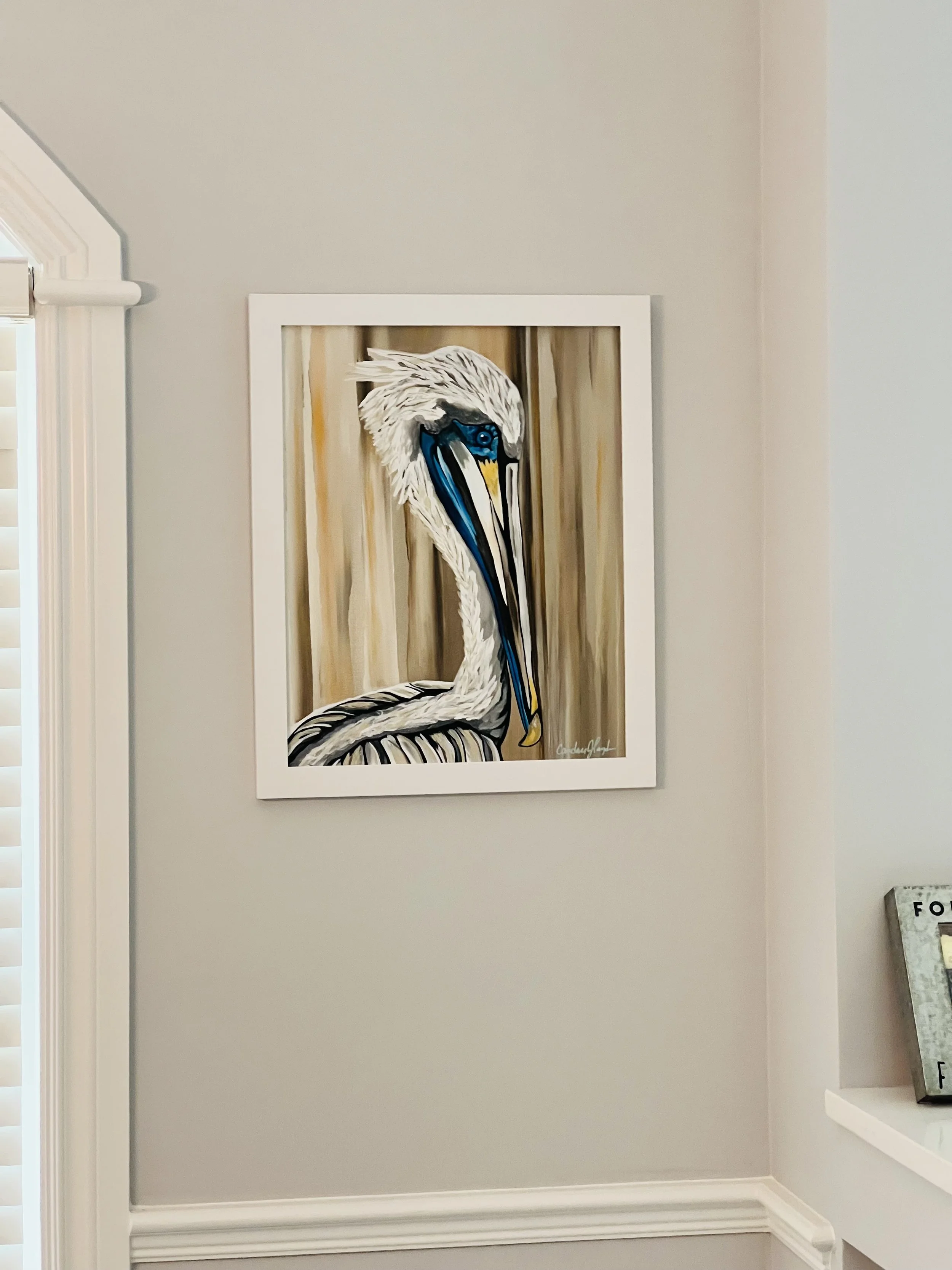 "Stay Still" Pelican 16x20 Original Textured Acrylic Painting/ Ft Myers Beach FL