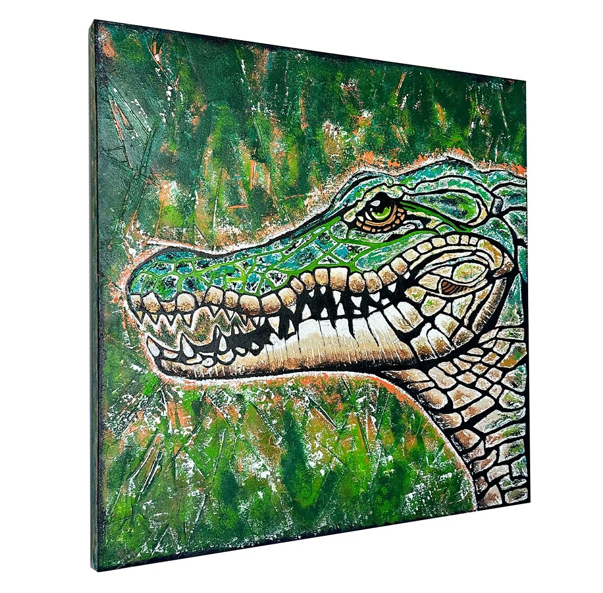 Gator 30x30 Original Textured Acrylic Painting