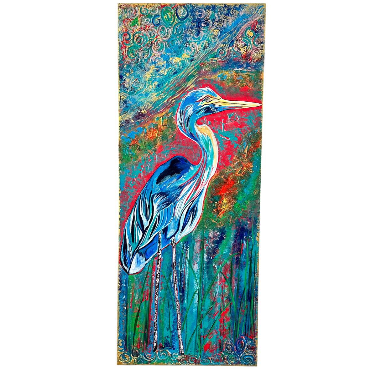 Marsh Light Reflections 16x40 Original Abstract Acrylic Painting White Background.png
