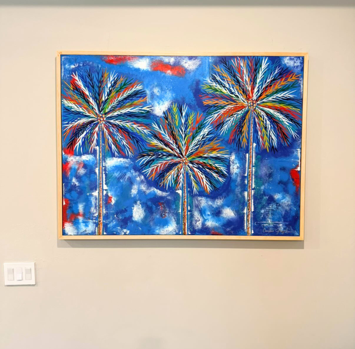 Coconut Palms 36x48 Original Textured Acrylic Painting / Naples, Florida