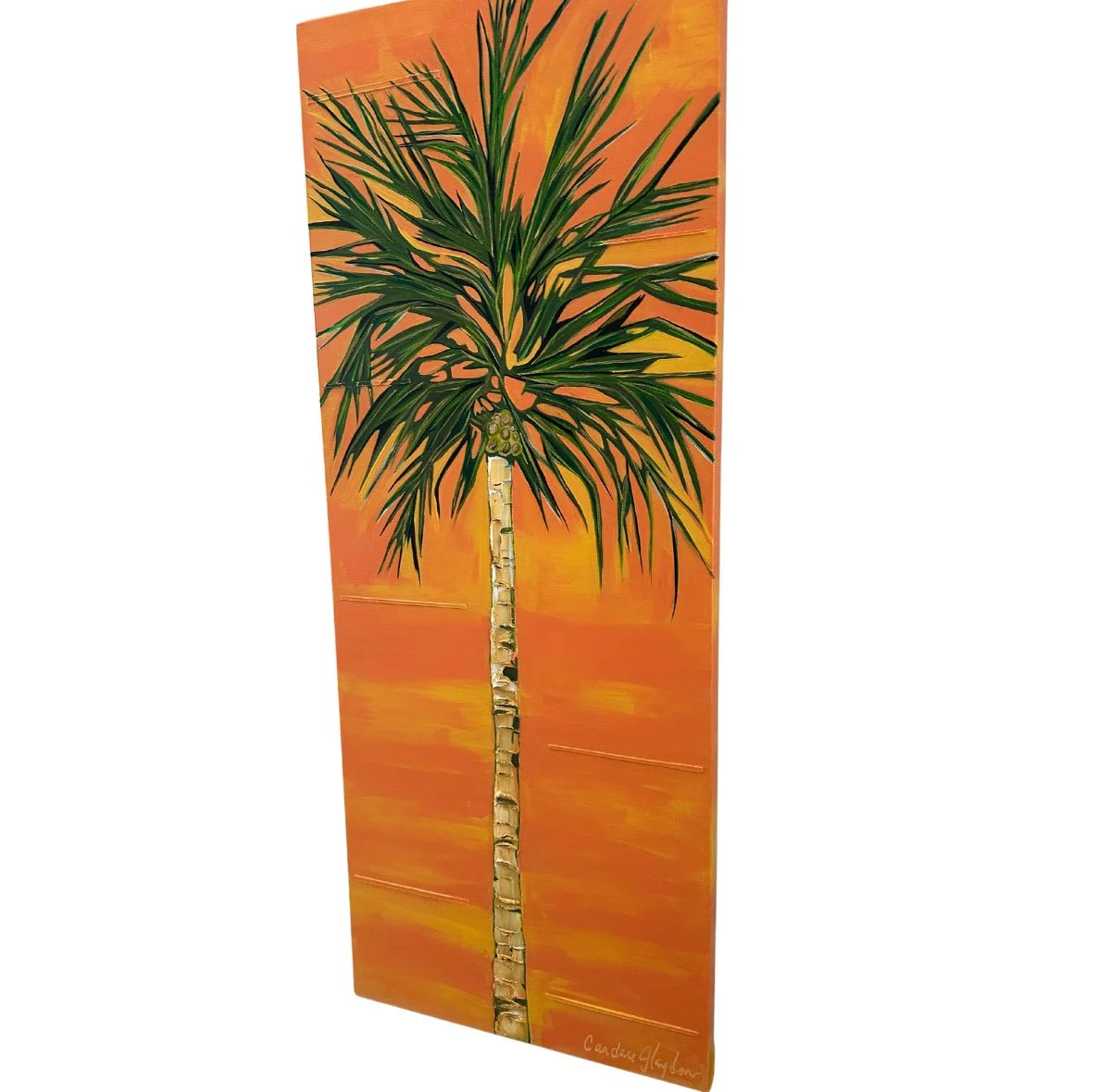 Golden Palm Tree 16x40 Original Textured Acrylic Painting Right Angle.jpg