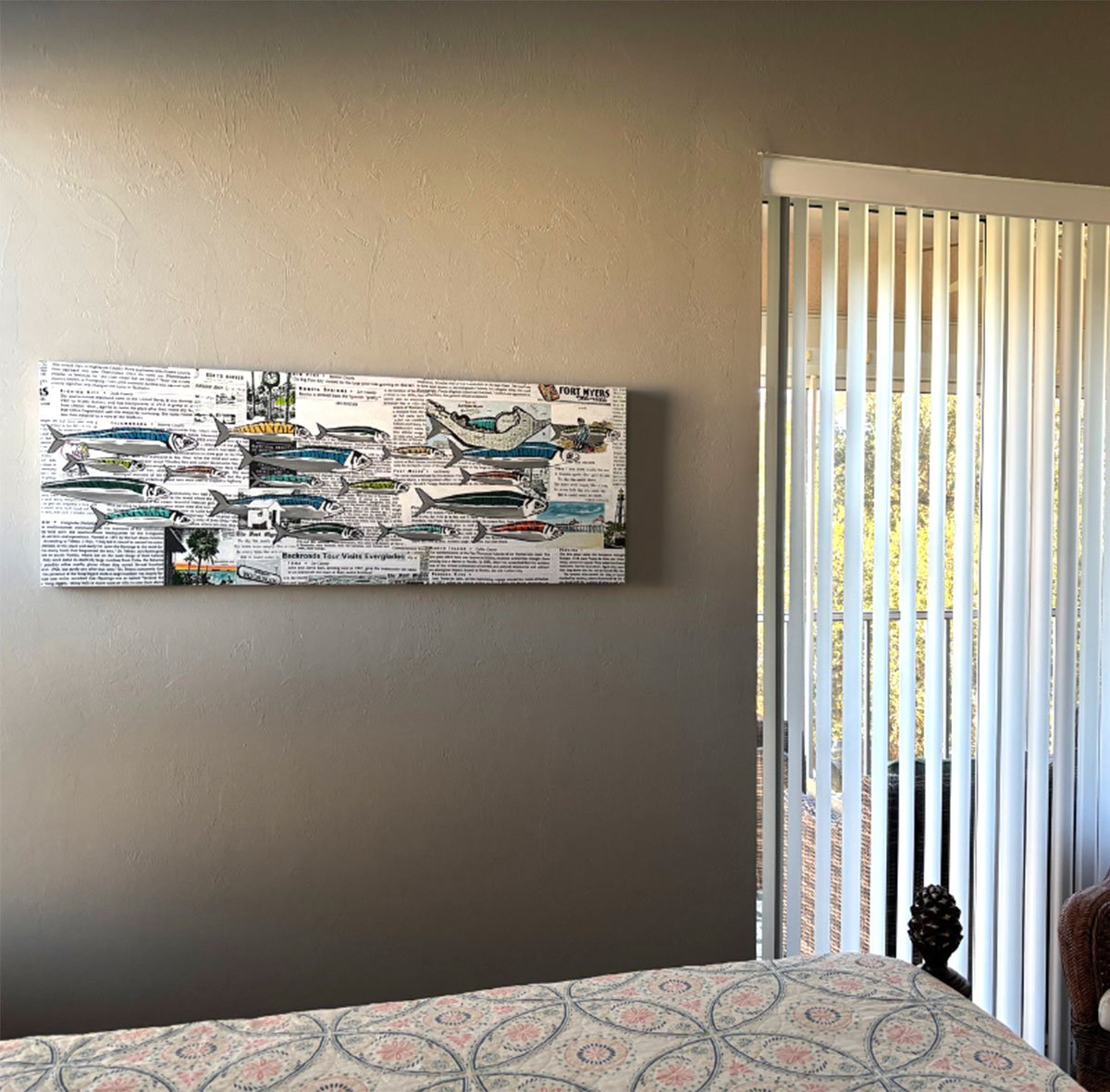 Mackerollin Thru Town 18x48 Acrylic Enhanced Reproduction Canvas Painting Room View.jpg