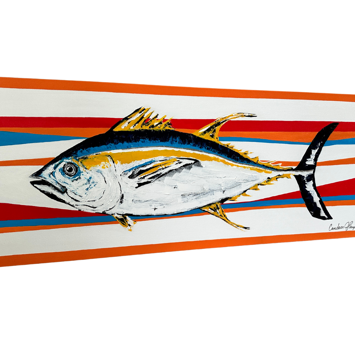 Ahi 16x40 Original Textured Acrylic Painting Left Angle.png