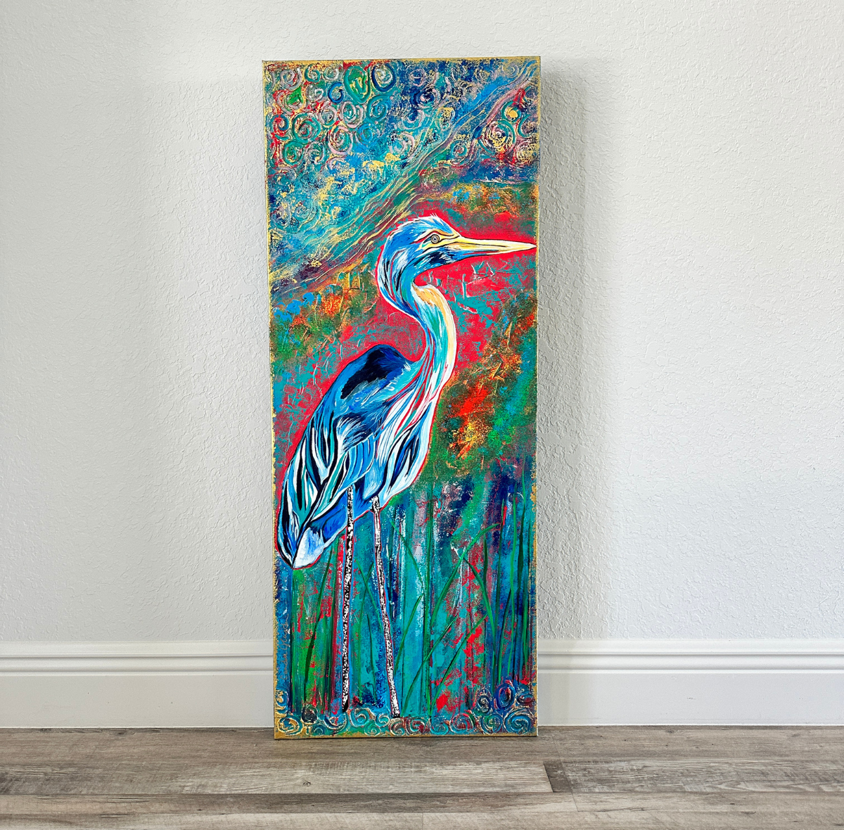 Marsh Light Reflections 16x40 Original Abstract Acrylic Painting.png